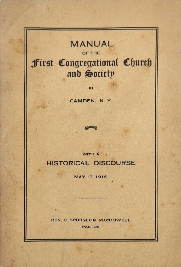Vintage 1915 Manual of the First Congregational Church and Society in Camden NY