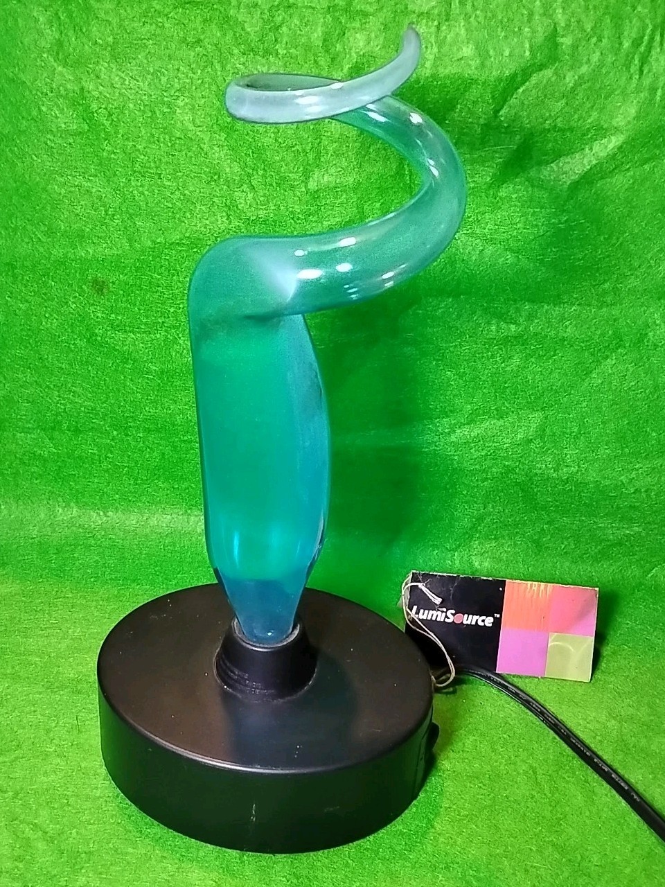 Vintage Lumisource Electra Spiral Sculpture Plasma Motion Lamp Light Blue Swirl