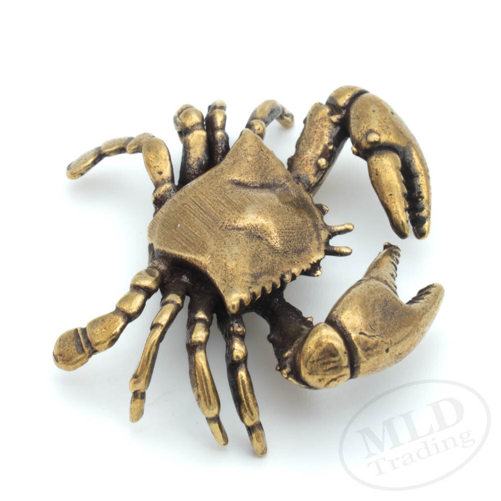 Mini Solid Brass Crab Figurine 1.85″ – Nautical Decor, Coastal Beach Accent