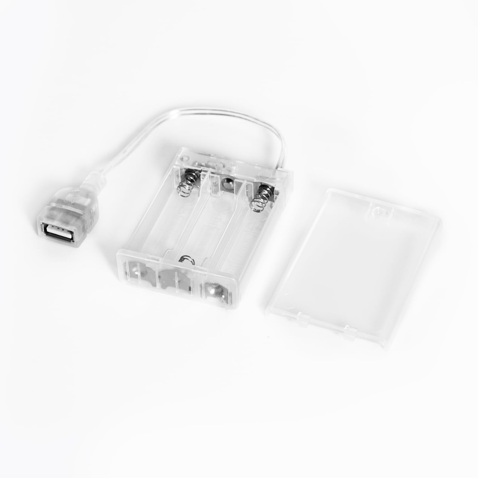 Battery Pack for Neon Signs, 3AA Transparent Case, 5V Power Supply with USB C…