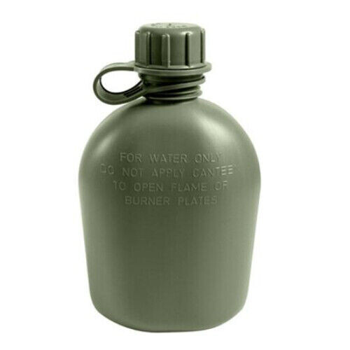 US Military 1 Quart Plastic Canteen OD Green Water Bottle USGI – FLAT CAP NEW