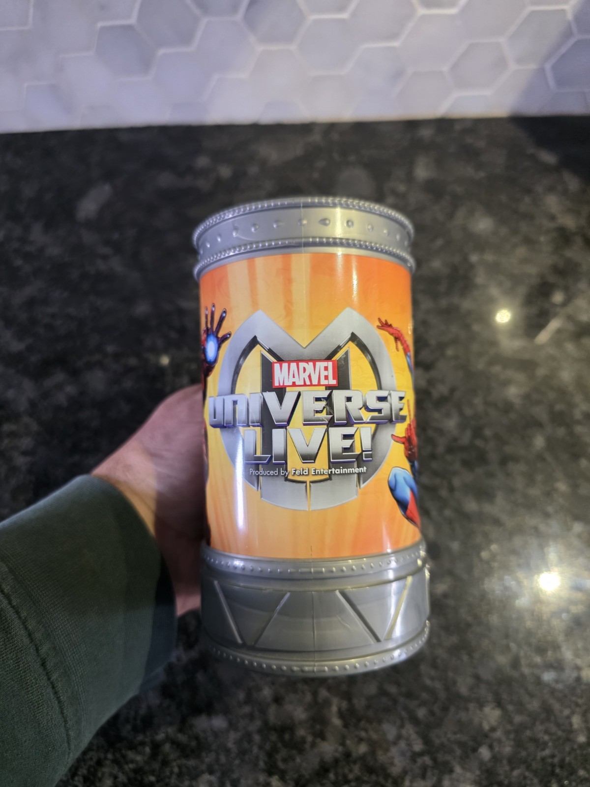 MARVEL UNIVERSE MUG Plastic Cup 6″ Wolverine Thor Hulk, Cap Spidey Iron Man