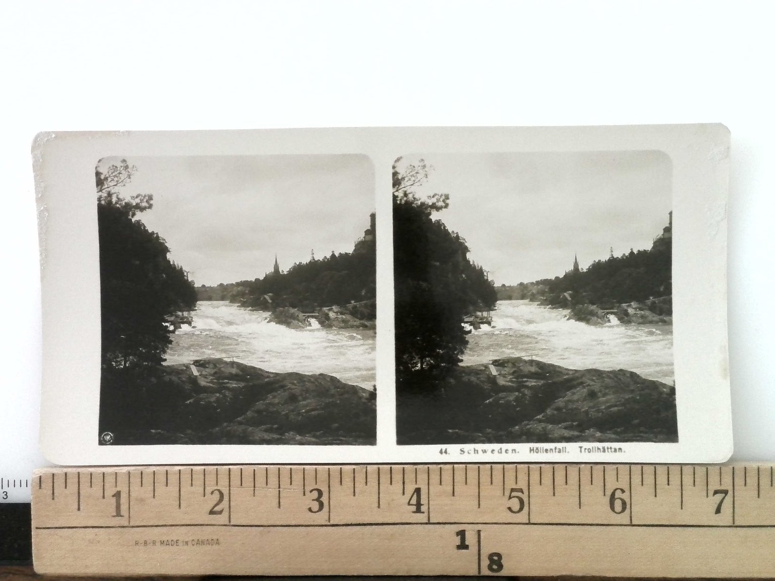 Schweden Höllenfall Trollhättan Stereoview Curved Mount Antique 1900s