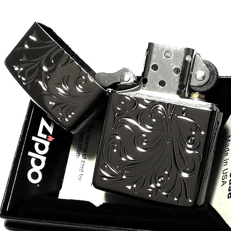 Zippo Oil Lighter Botanical Pattern Black Titanium Coating Armor Case Japan New
