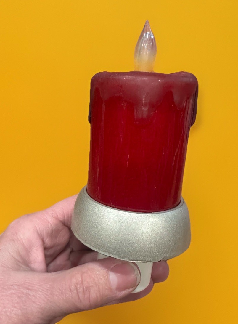 Vintage Red Christmas Candle Night Light Wall Plug In Tested Works