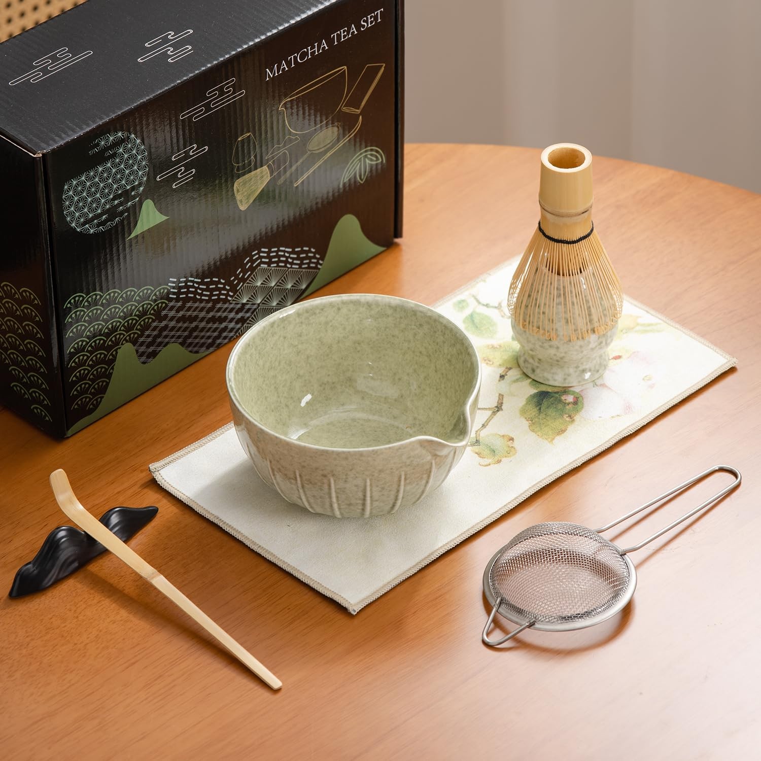 Matcha Whisk Set – 7PCS matcha kit ，Matcha Bowl with Spout, color