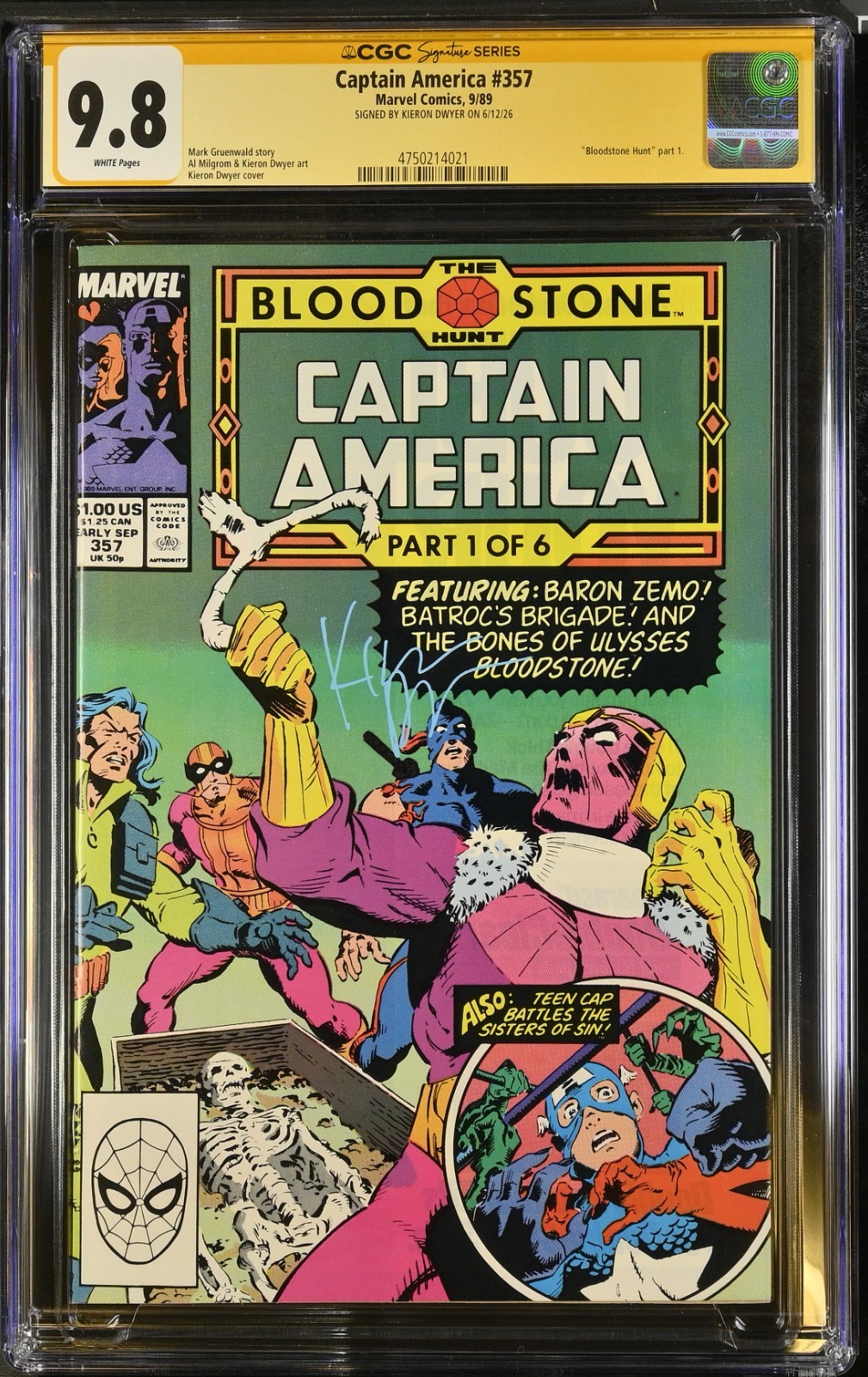 Captain America # 357 CGC 9.8 SS – Sigature by Kieron Dwyer – Bloodstone Hunt P1