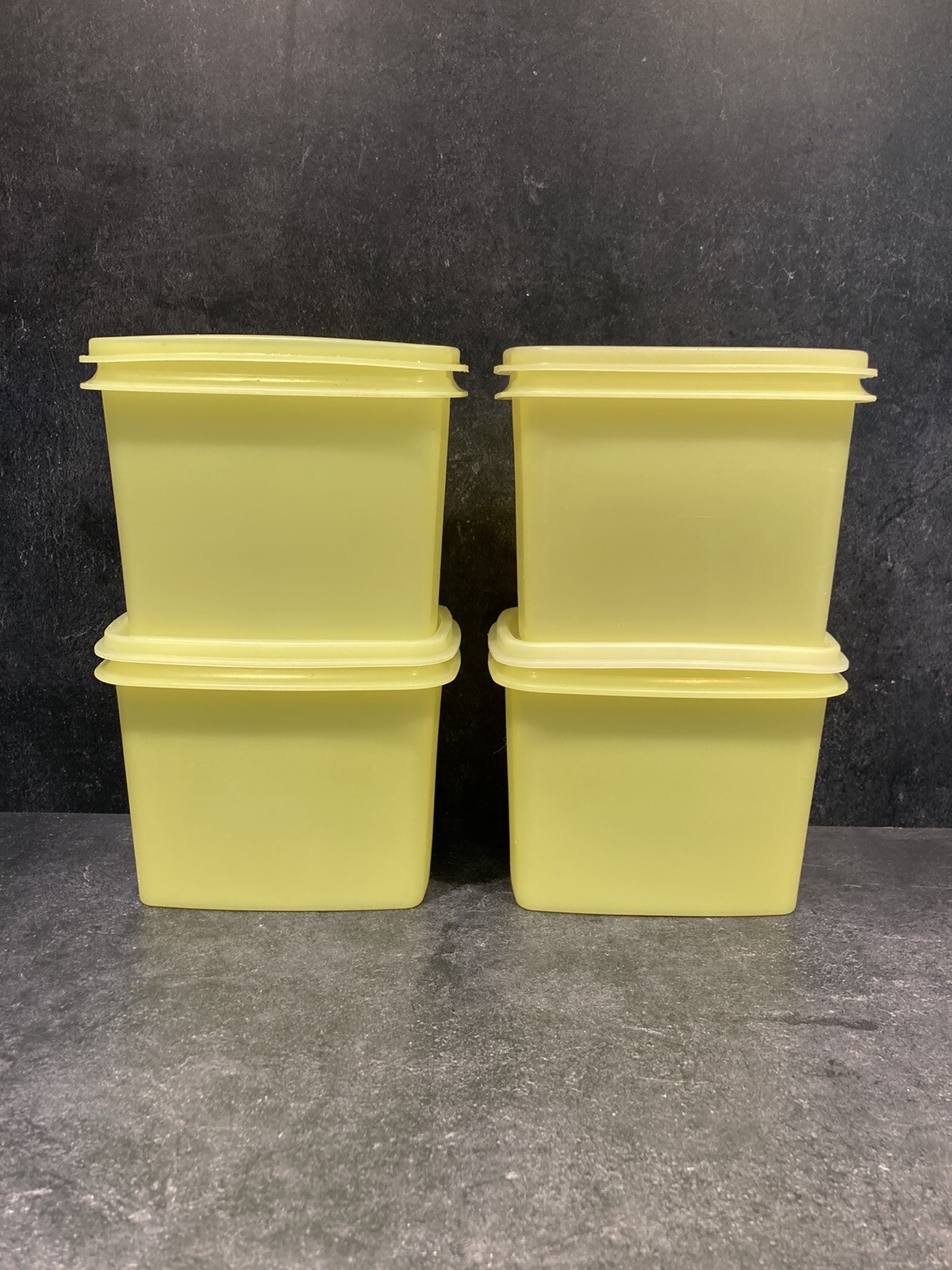 Vintage Tupperware Lot 4 Shelf Saver Storage Container Lid Yellow Seal Meal Prep