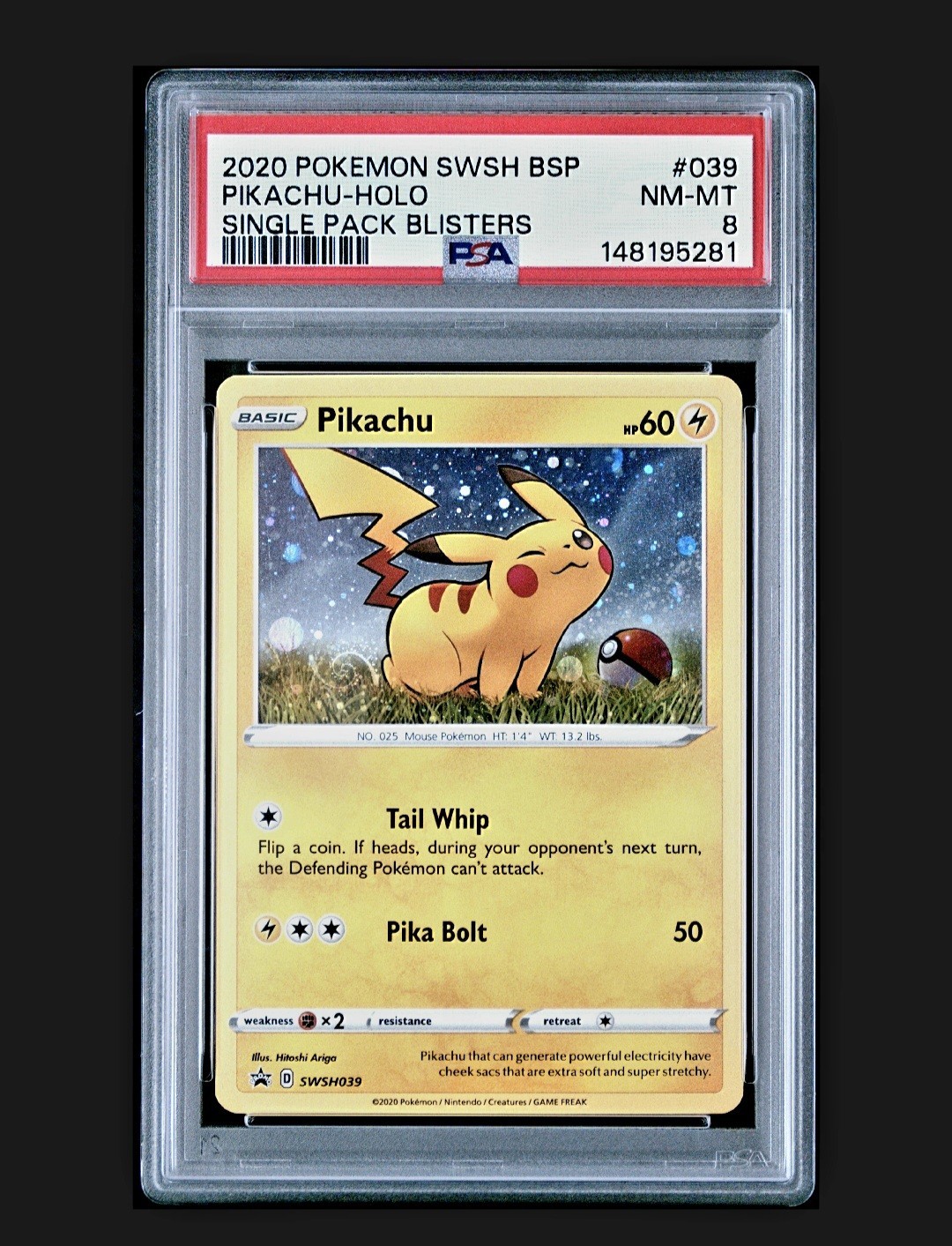 PERFECT FART HD GALAXY SWIRL 🌀💫 Pikachu SWSH039 Cosmos Holo Promo Pokemon PSA