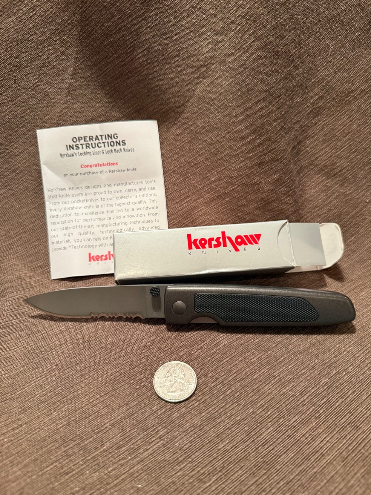 Vintage Kershaw Serrated Liner Lock Folding Pocketknife Model 2420ST w/ Box