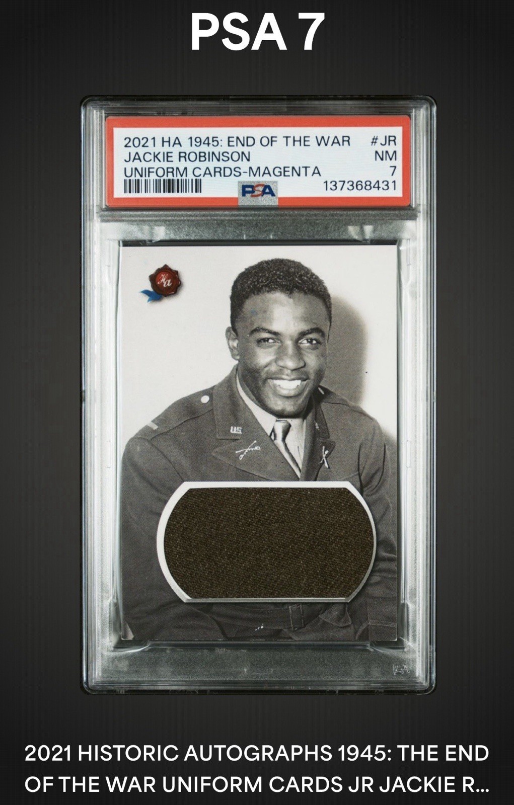 2021 HA 1945 End Of The War Jackie Robinson Uniform Cards Magenta JR