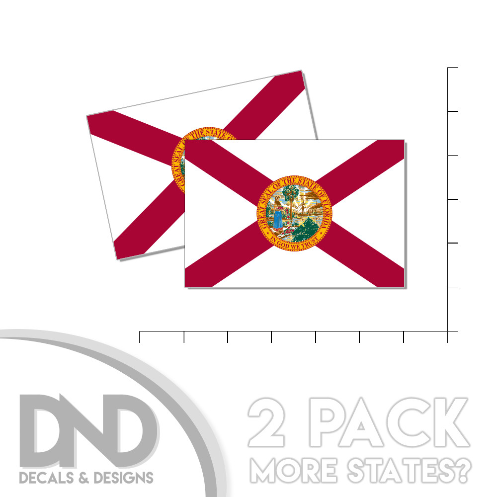 Florida State Flag Sticker Decal Bumper FL Floridian State 2 Pack 5in