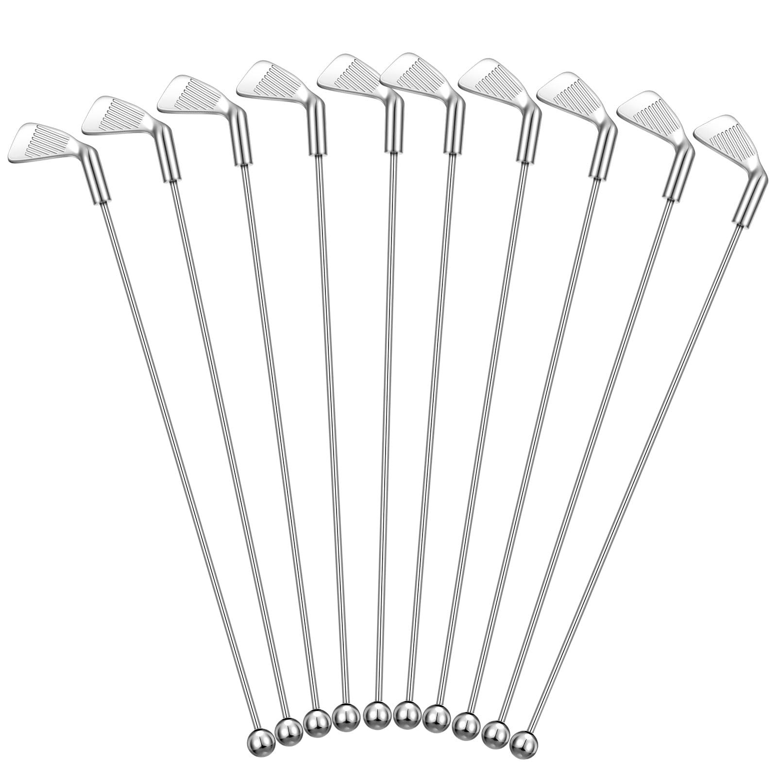 10 PCS 7.87 Inch Metal Golf Cocktail Stirrers Swizzle Sticks Party Drink Craft