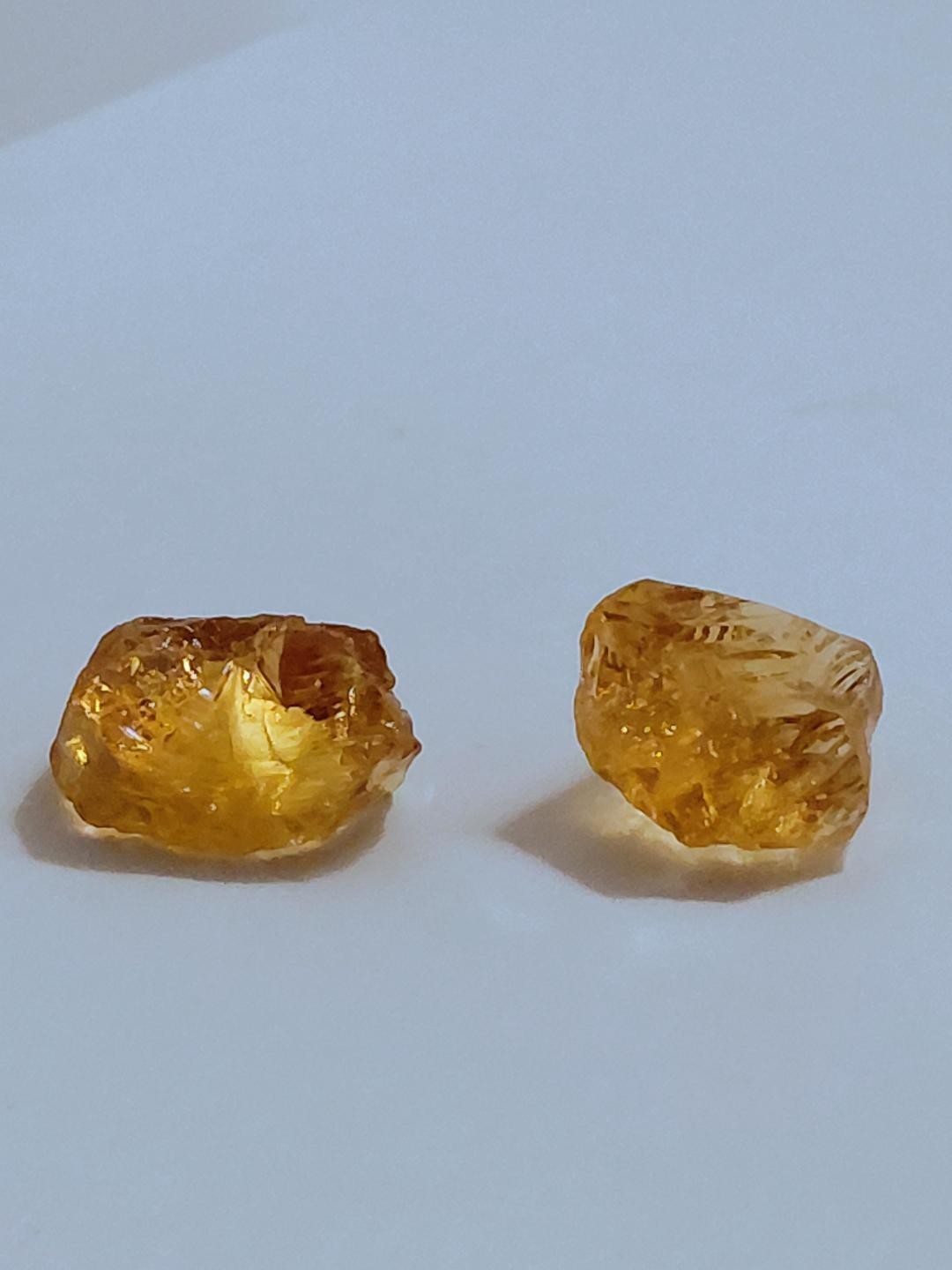 Citrine yellow faceting rough Brazil 2 pieces 35.2TW CLEAN under 10x loupe