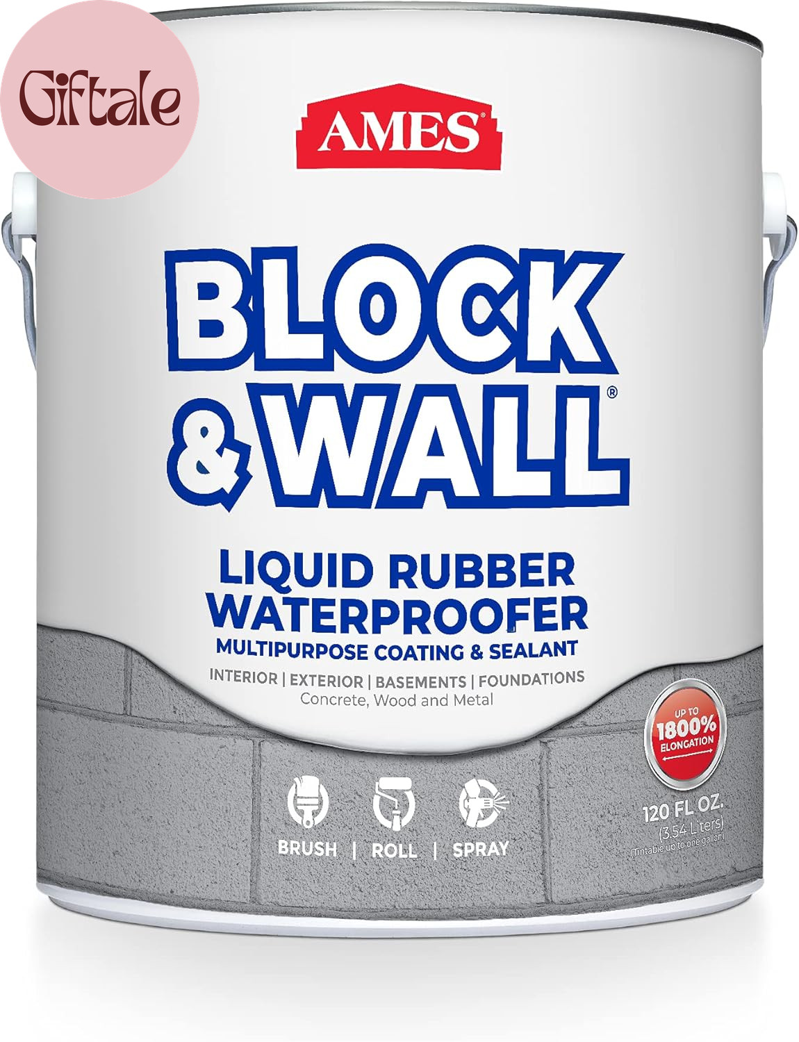 Block & Wall™ Liquid Rubber Waterproofer Multi-Purpose Coating & Sealant – 1 Gal