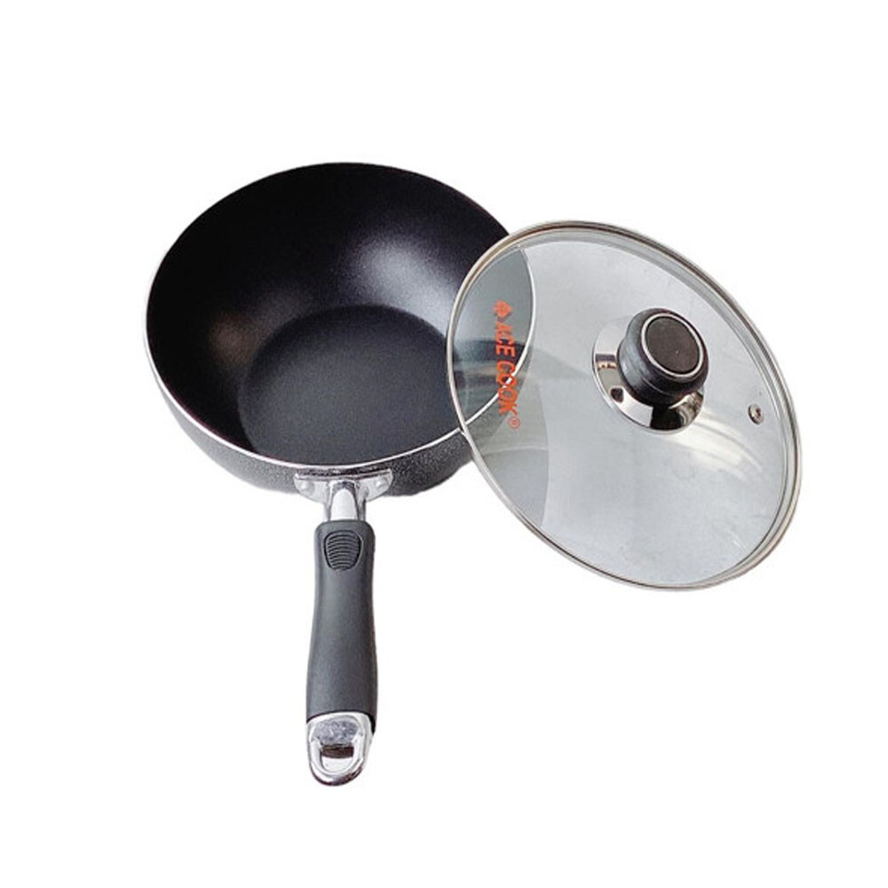 Nonstick Coating Deep Frying Pan Saute Pan with Lid,8″ Fry Pan, Plastic Handle