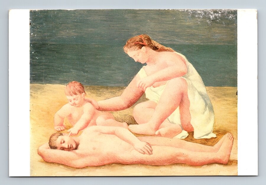 Pablo Picasso Family by the Sea Vintage Art Postcard