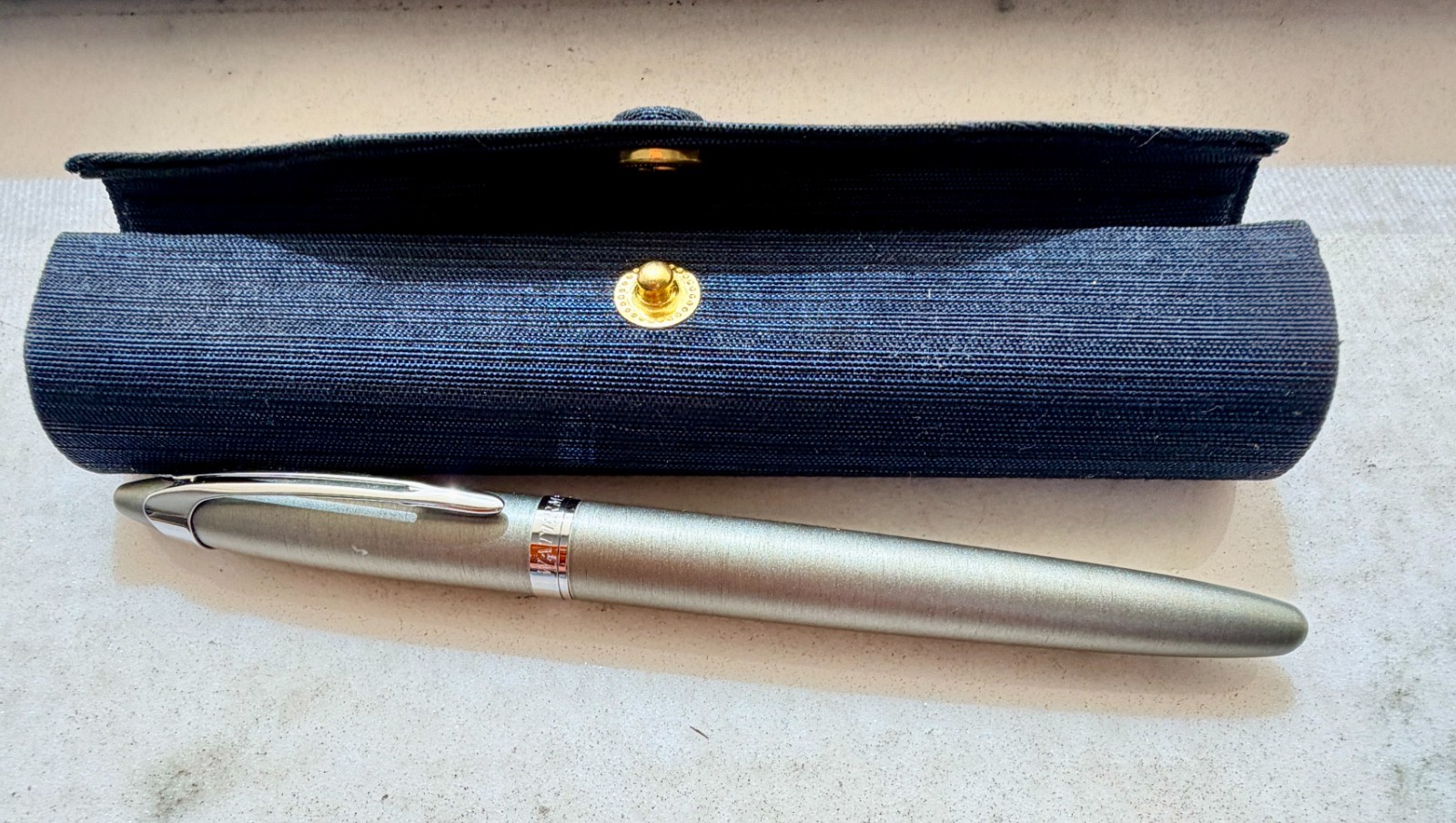 Waterman Ballpoint Pen Ici et La in Brushed Metal in Case