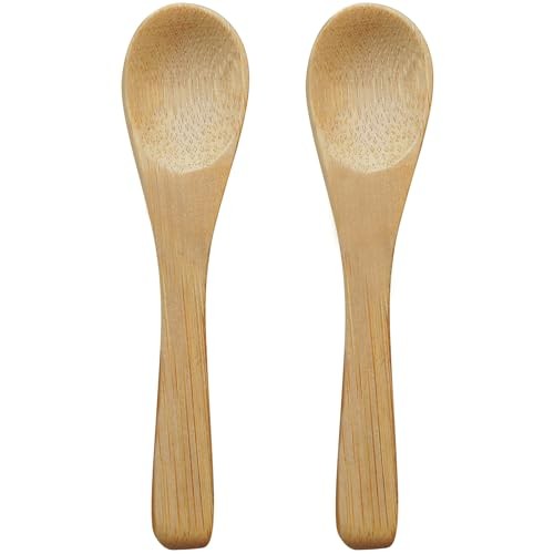 Bamboo Spoons,2 pcs Length 3.5 Inches,Suitable for 3.9 Inches Diameter Salt
