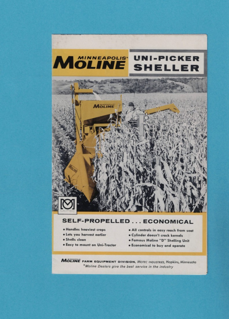 MINNEAPOLIS-MOLINE UNI-PICKER SHELLER 4 PAGE BROCHURE 6/61