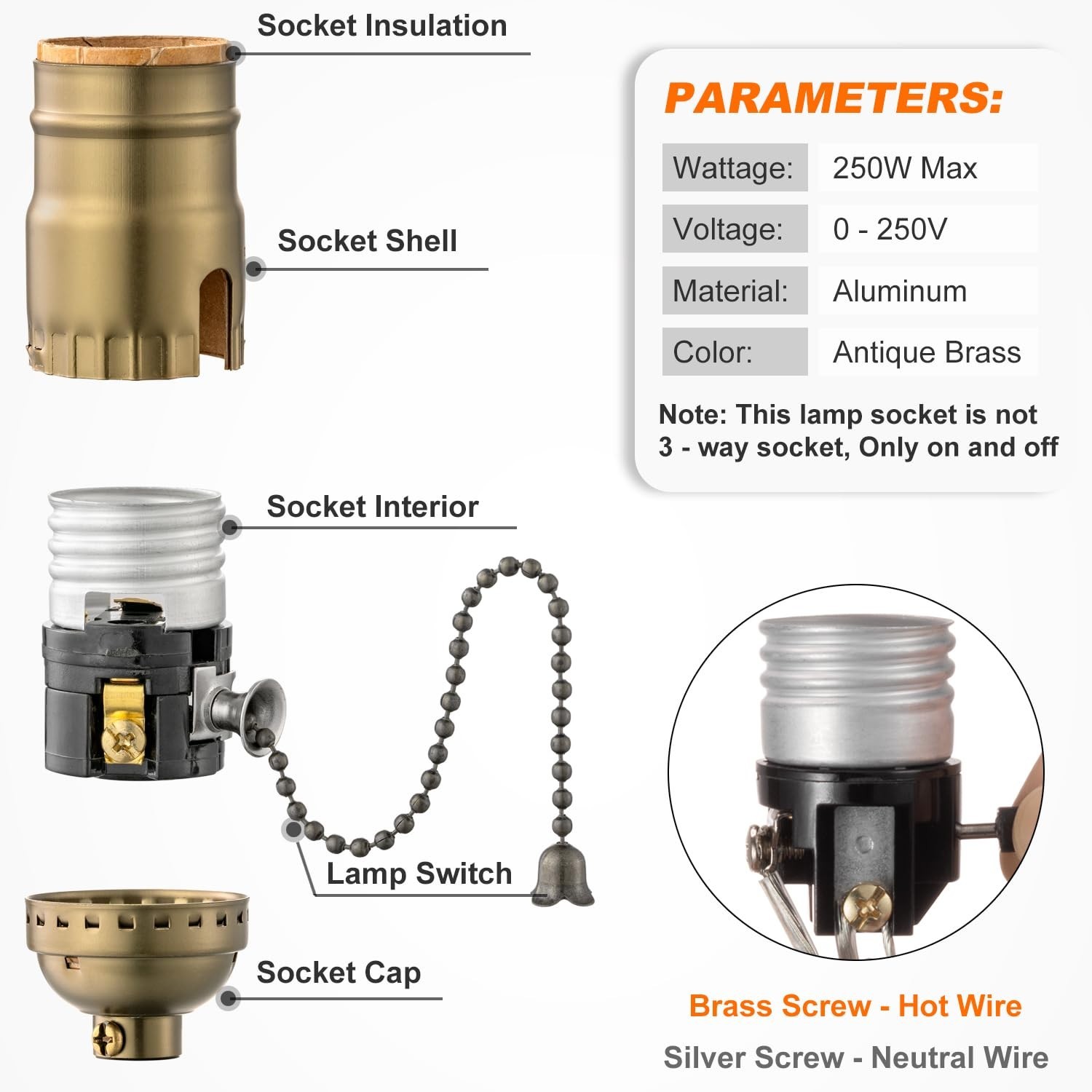 E26 Lamp Socket Replacement with Pull Chain – Safe & Easy to Use