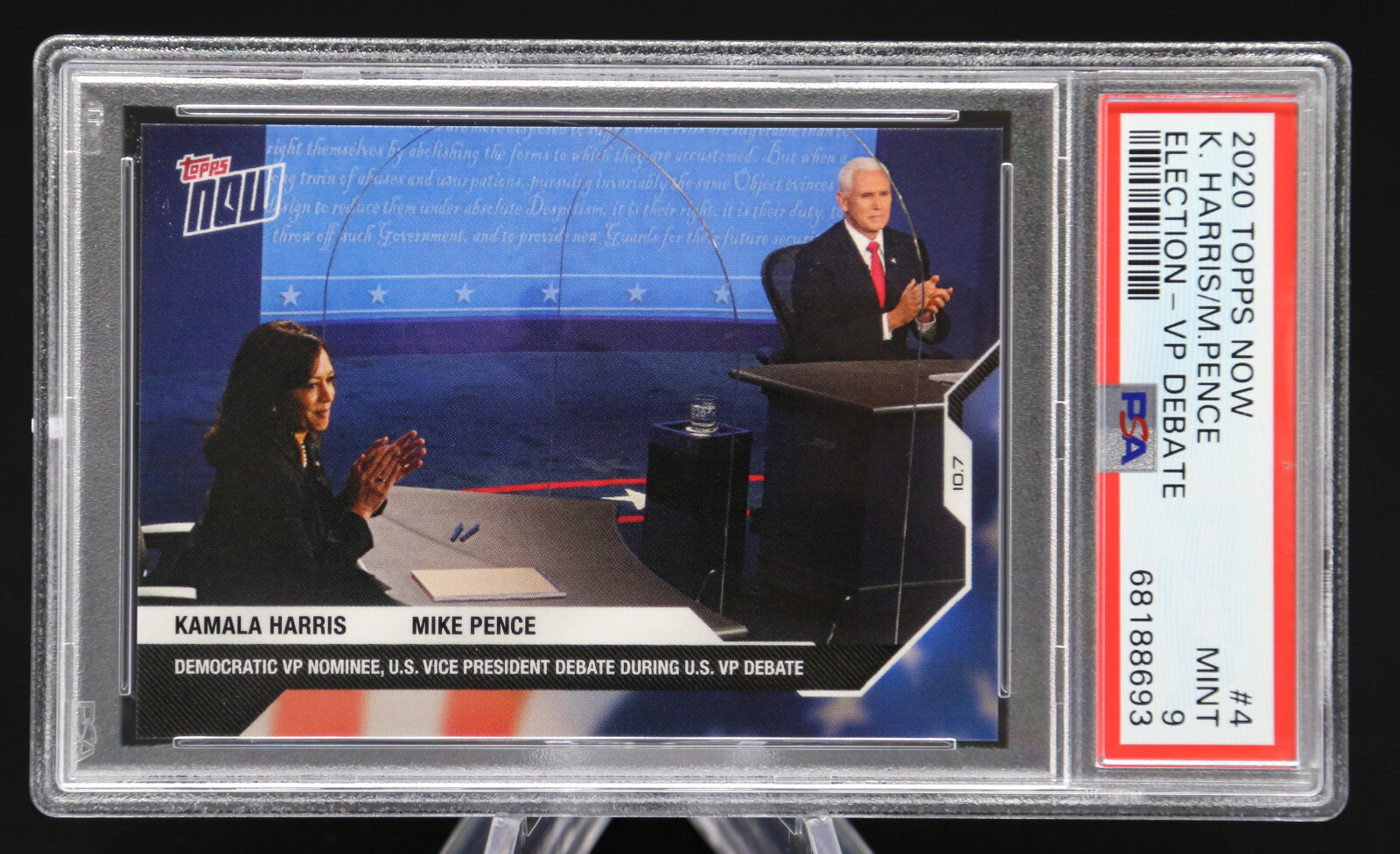 2020 Topps Now Election KAMALA HARRIS & MIKE PENCE #4 /2,138 PSA 9 Mint 🇺🇸