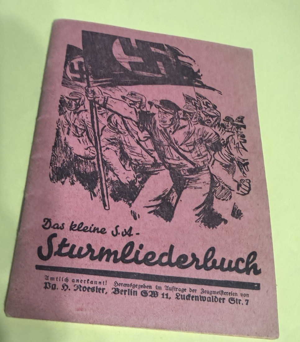 WWII Germany Nazi, HORST WESSEL , THE LITTLE S.A. STORM SONGBOOK, VTG Artifact