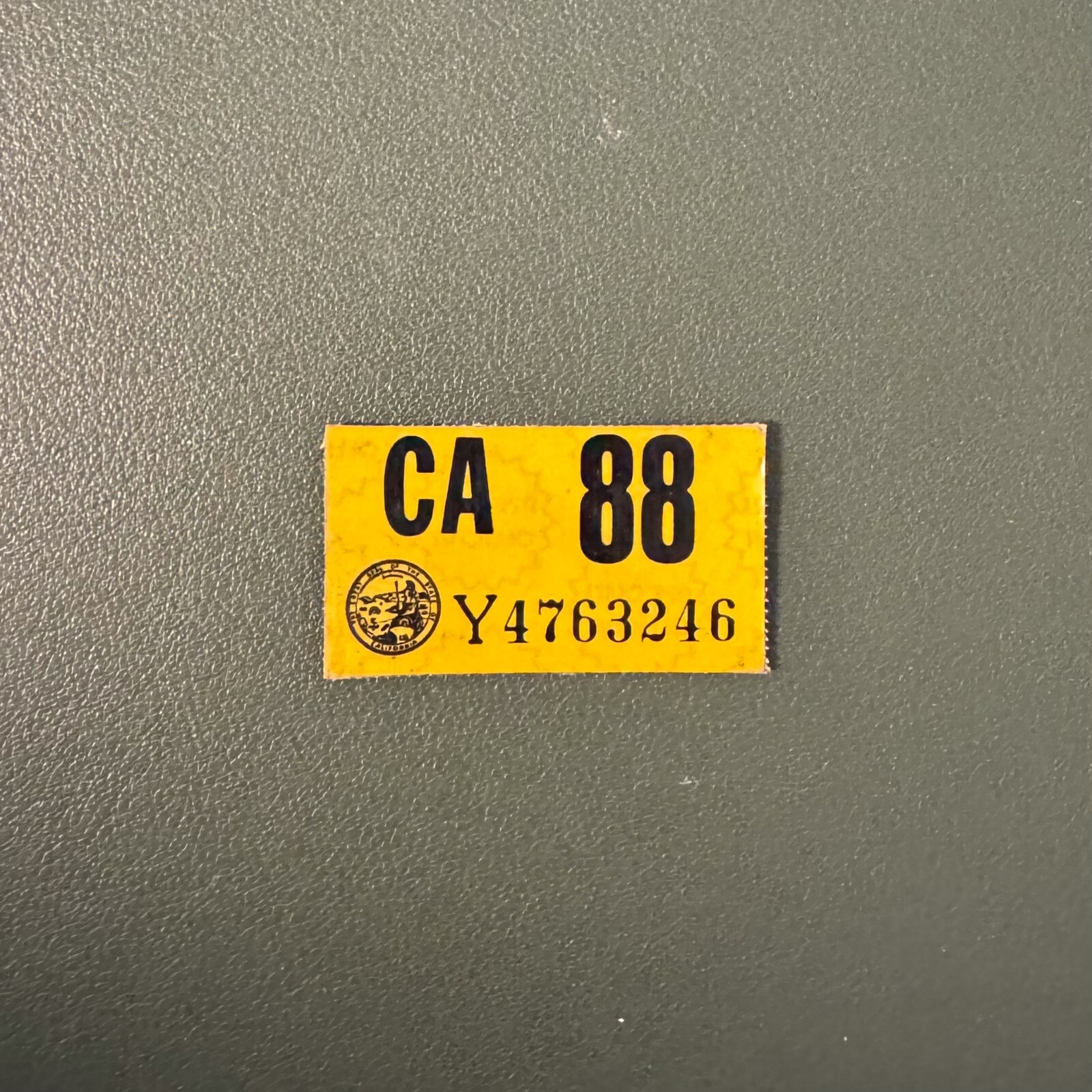 Authentic CALIFORNIA 1988 License Plate Sticker Tag Tab – New Thin Adhesive Back