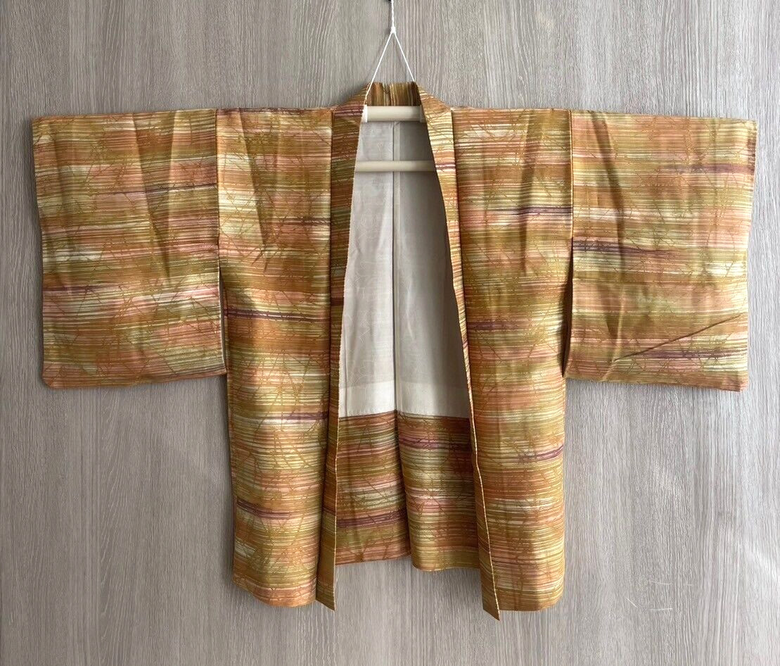 Japanese Kyoto Kimono Haori Height33.46inch width25.59inch yellow used