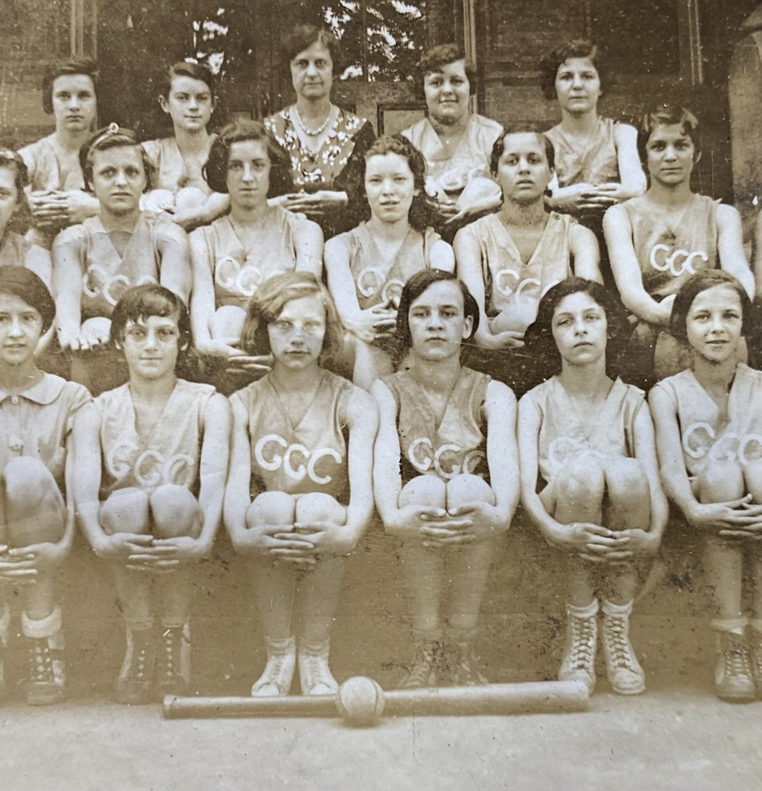 Sports Girls Softball Team 1920s or 1930s GGC on Uniforms Original Vintage Photo