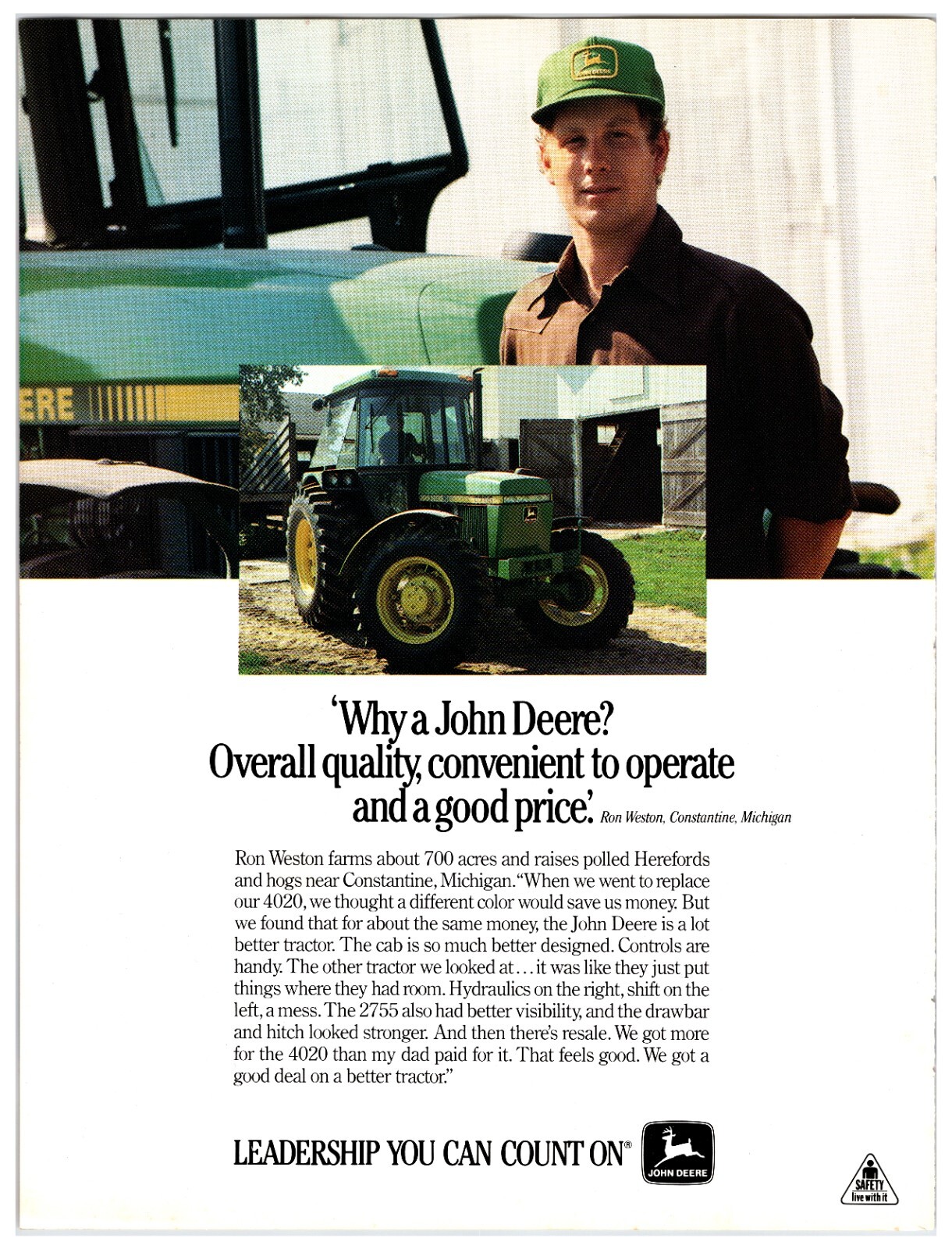 1989 John Deere Tractors – Original Ad (11in x 8.5in) – Print Advertisement