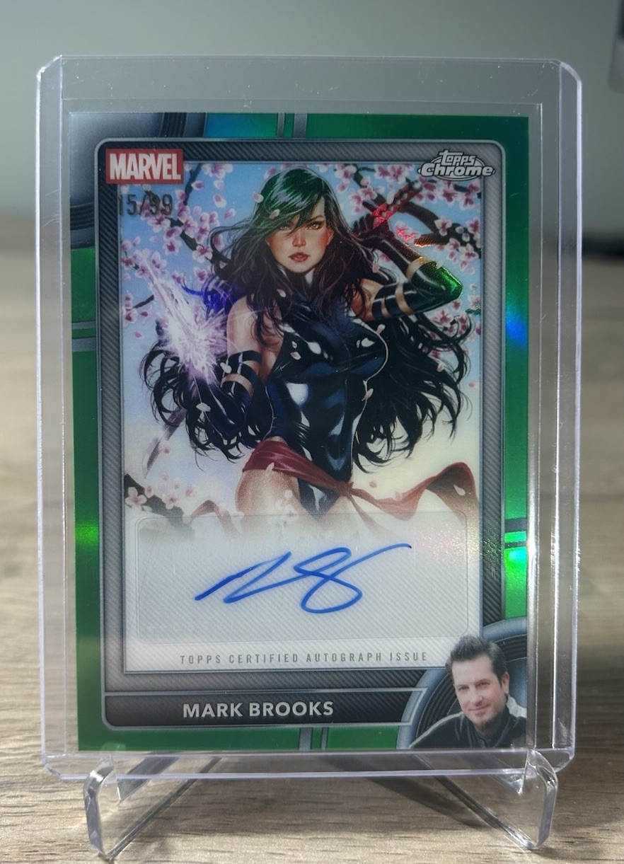 2026 Topps Chrome Marvel Mark Brooks #AA-MB Comic Artist Auto Psylocke Green /99