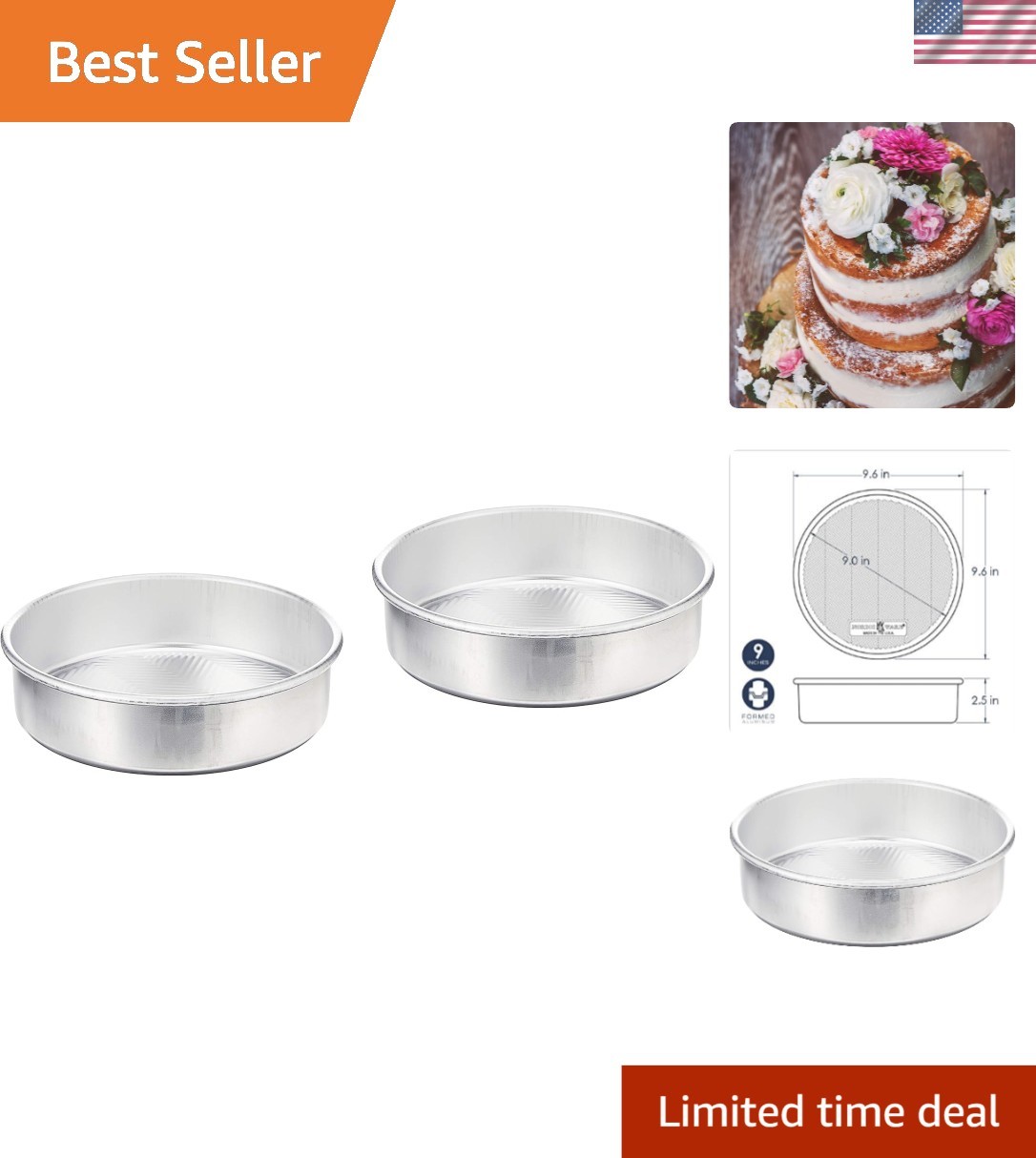 Prism 9-Inch Round Cake Pan Set – Durable, Chemical-Free and Hand Wash Only