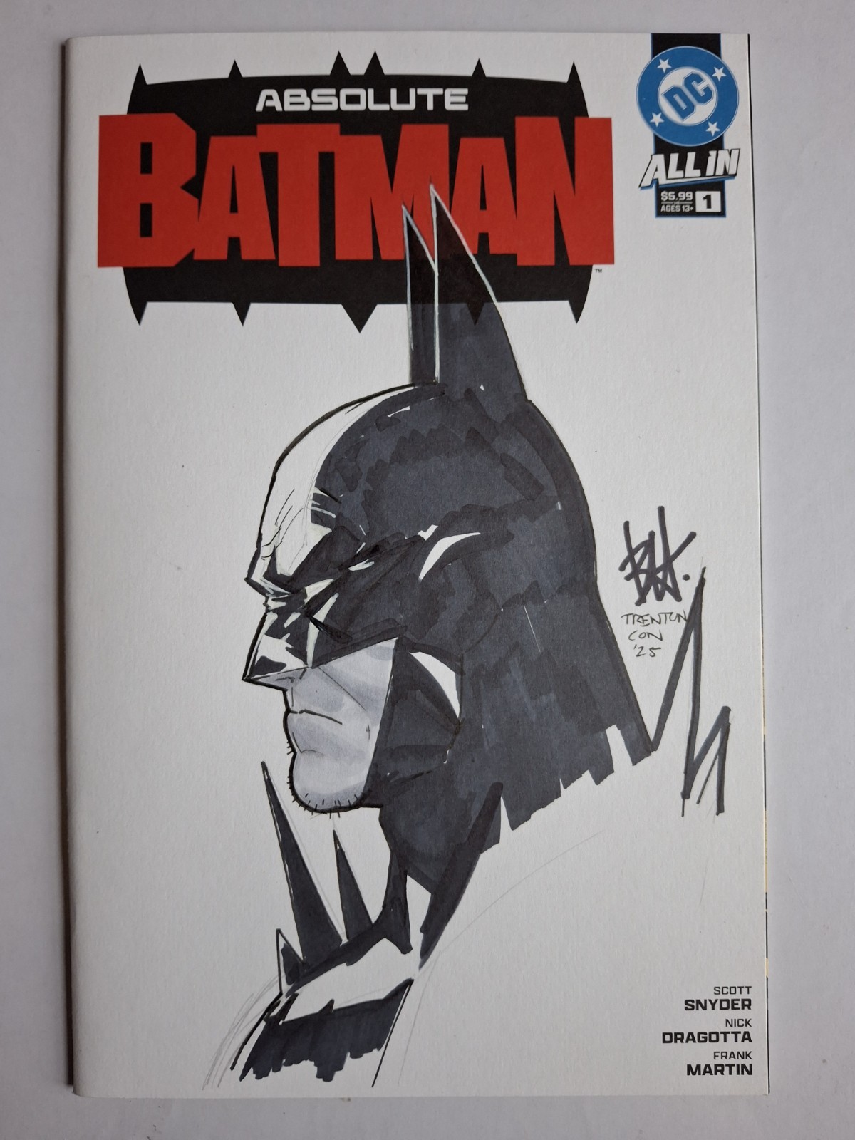 Absolute Batman #1 SIGNED & SKETCH by Ben Harvey ~ Original Art ~ Sketch Cover