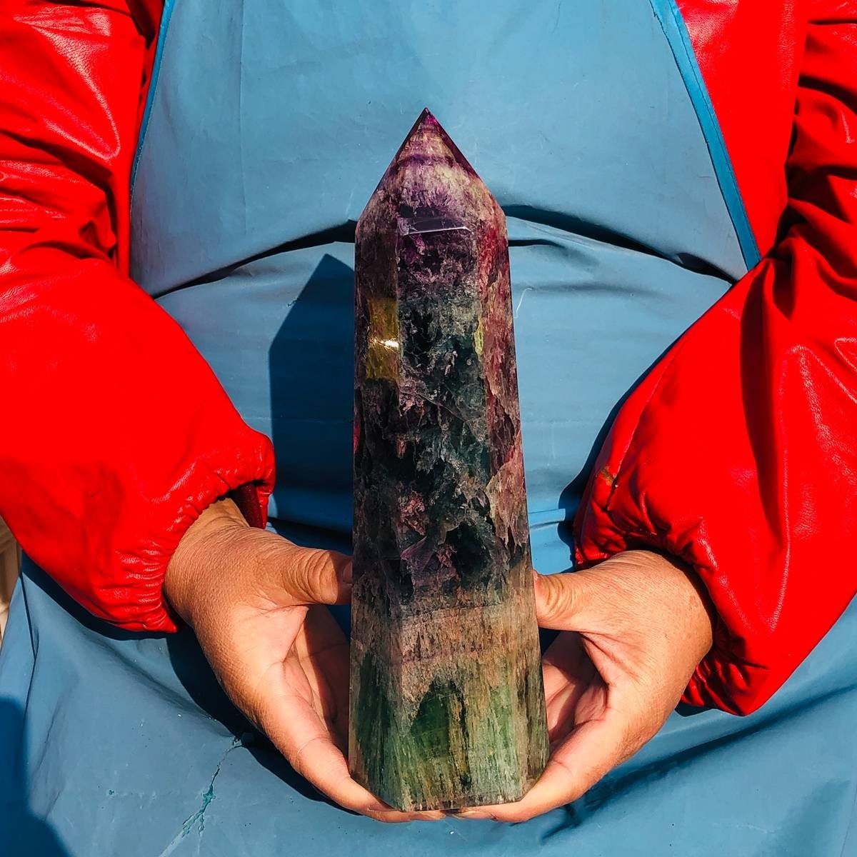 4.09LB Natural Colourful Coloured Fluorite Pillars Mineral Specimens Healing