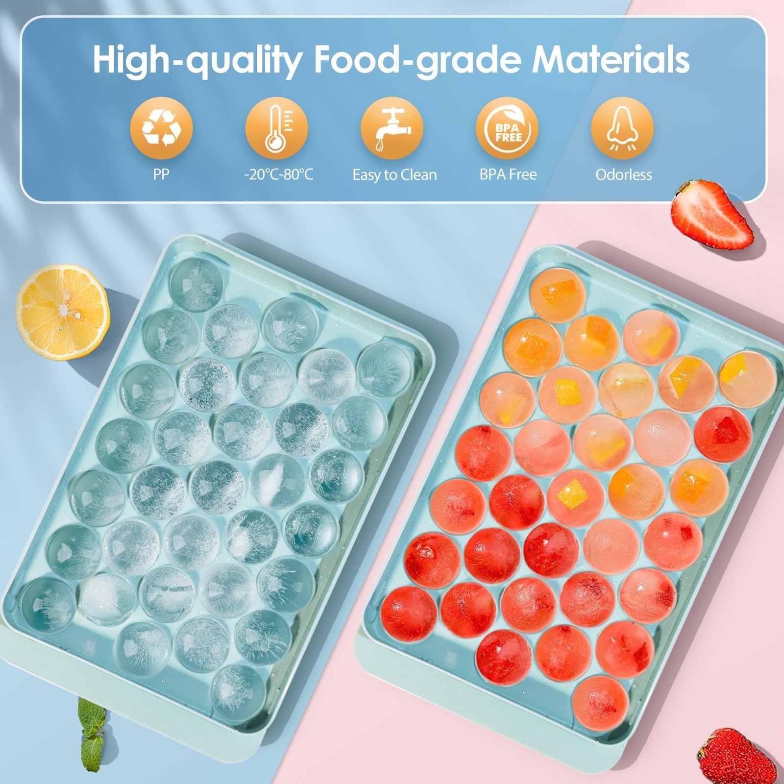 WIBIMEN Ice Cube Tray with Lid and Bin – Round Ice Trays for Freezer with Lid…