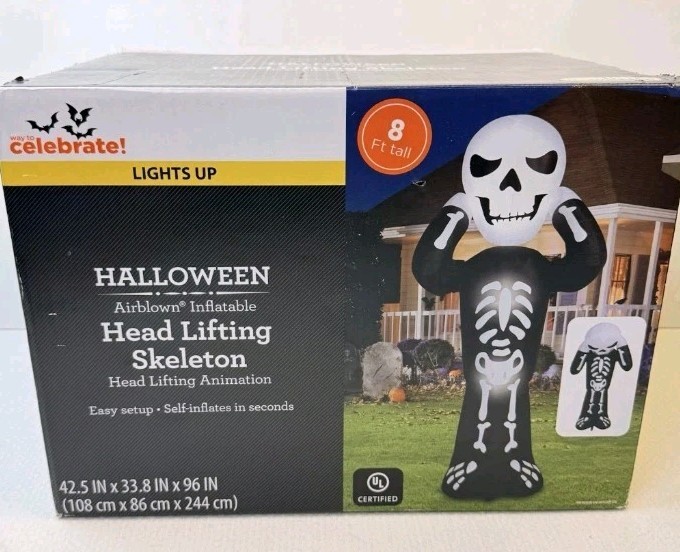 Gemmy 2025 Head Lifting 8’ Skeleton Airblown Inflatable Brand New Sealed