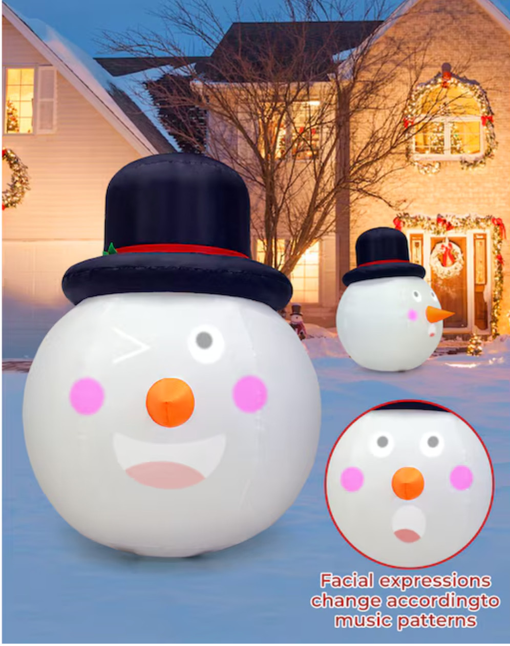 Avatar Controls Christmas Inflatable Snowman 5-ft Lighted Musical Snowman Music
