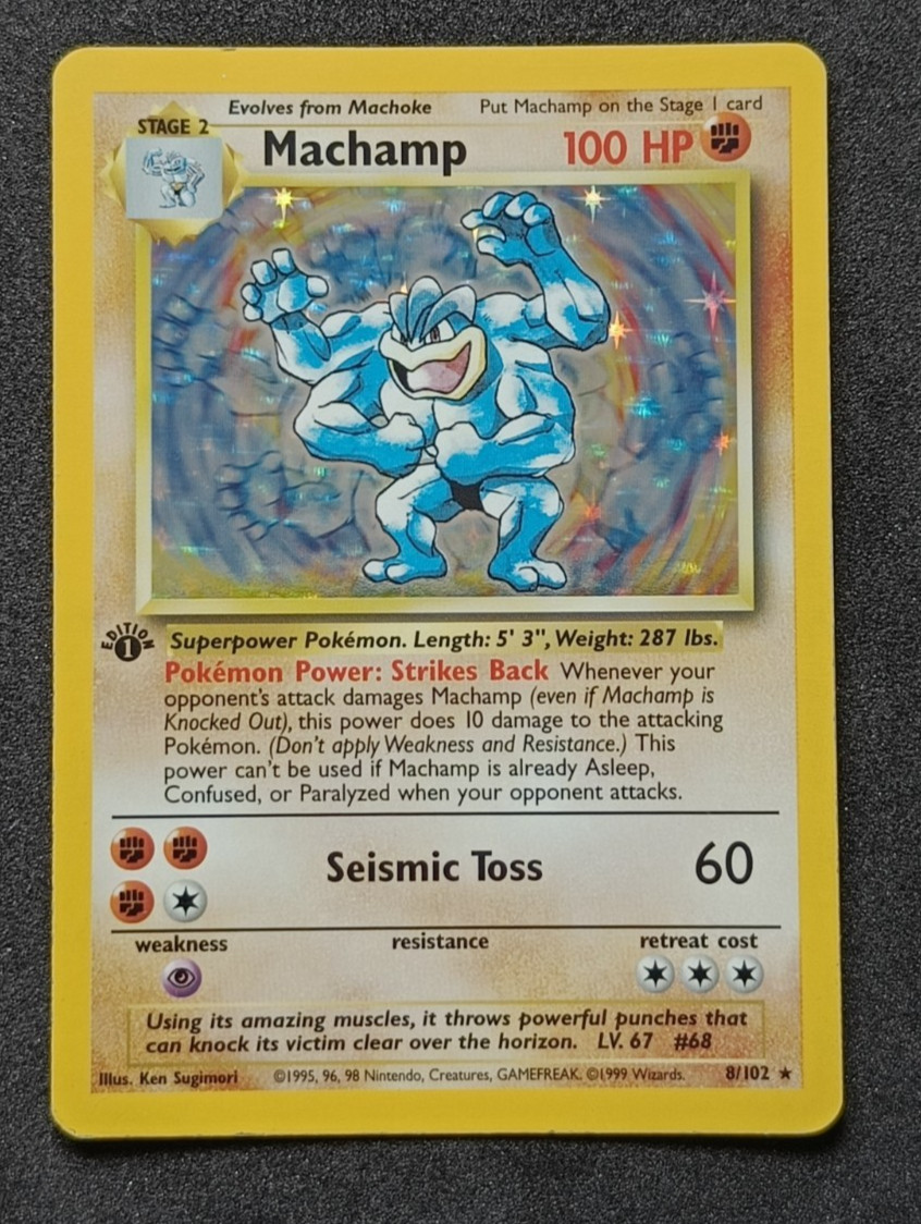 Pokemon TCG Machamp 8/102 Base Set 1st Edition Holo Rare Card Vintage WOTC – MP