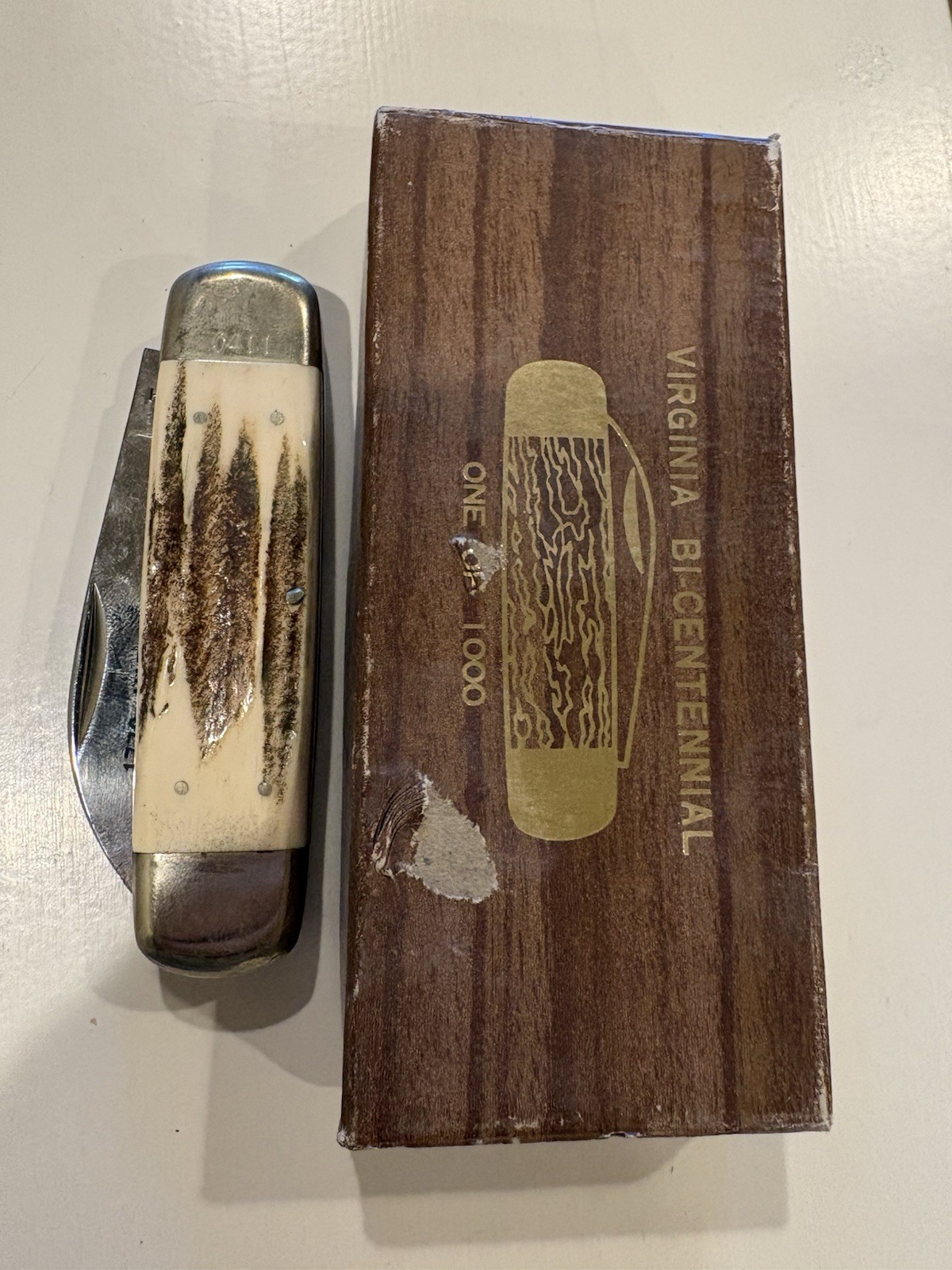 Taylor Cutlery Bicentennial Elephant Toe Sunfish Knife Genuine Stag
