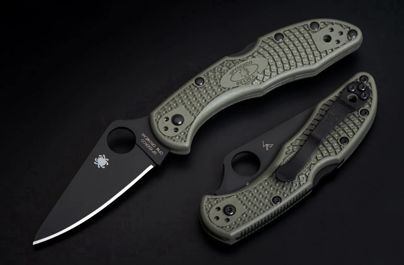 NEW Spyderco Delica 4 Knife Cru-Wear Blade OD Green FRN Handle Dealer Exclusive