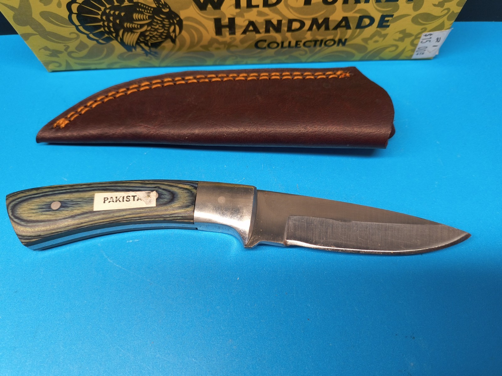 Wild Turkey Handmade Collection 7.25″ Fixed Blade Hunting Knife w/ Sheath