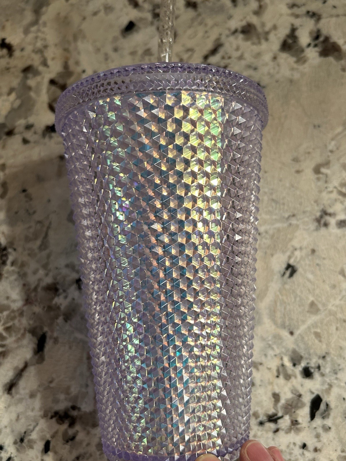 Starbucks Icy Lilac Iridescent Studded Tumbler 16oz Grande Cold Cup Clear Straw