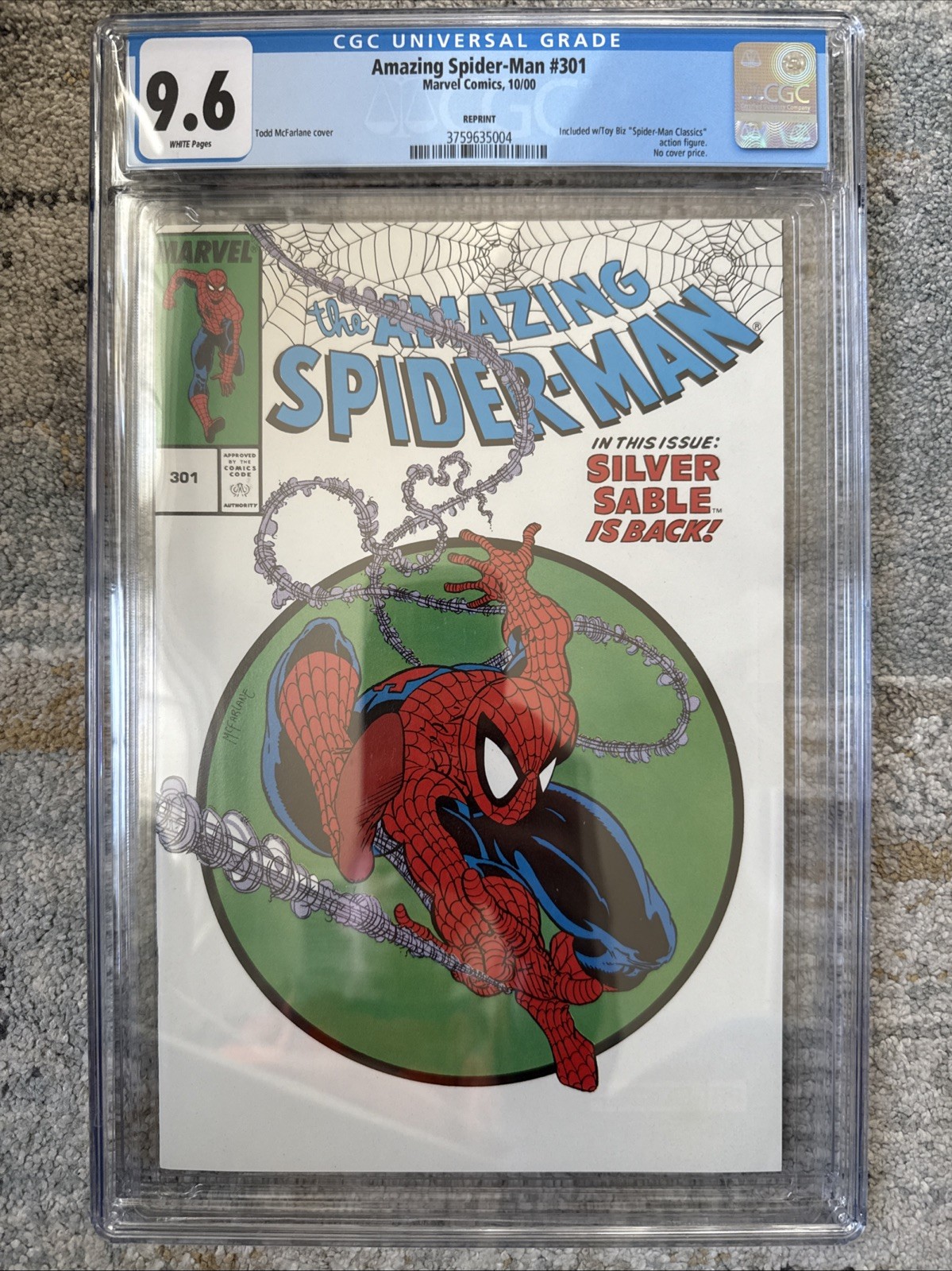 Amazing Spider-Man #301, CGC 9.6, Toy Biz Variant, Rare, Todd McFarlane, NO TOY