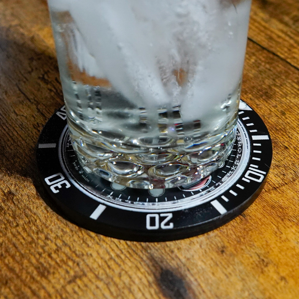 Rolex Submariner Black Watch Dial Coaster Drink Holder Man Cave Bar Desk Gift