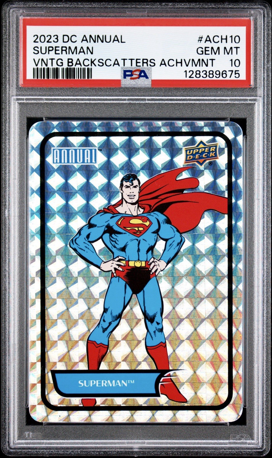 2023 DC Annual Vintage Backscatters Achievement #ACH10 Superman PSA 10🌟POP 5/0^