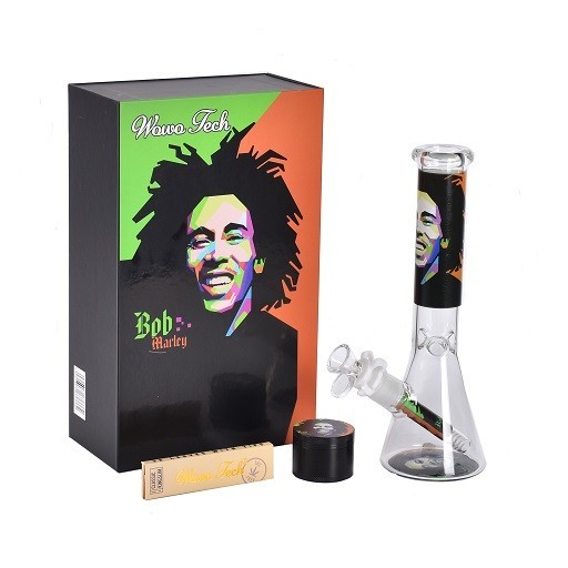 8″ – Bob Marley – Heavy Glass – Water Pipe Bong Hookah Gift Set + Extras