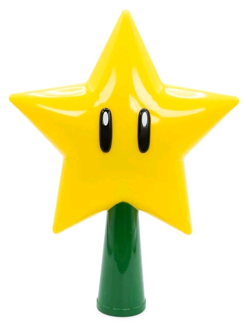 Nintendo Super Mario 9″ Christmas Tree Topper Super Star Light Up LED Plug In