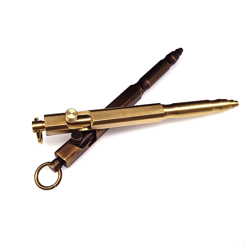 Solid Brass Bolt Action Ball Point Quality Pen Copper Art Craft Pocket EDC Gift2