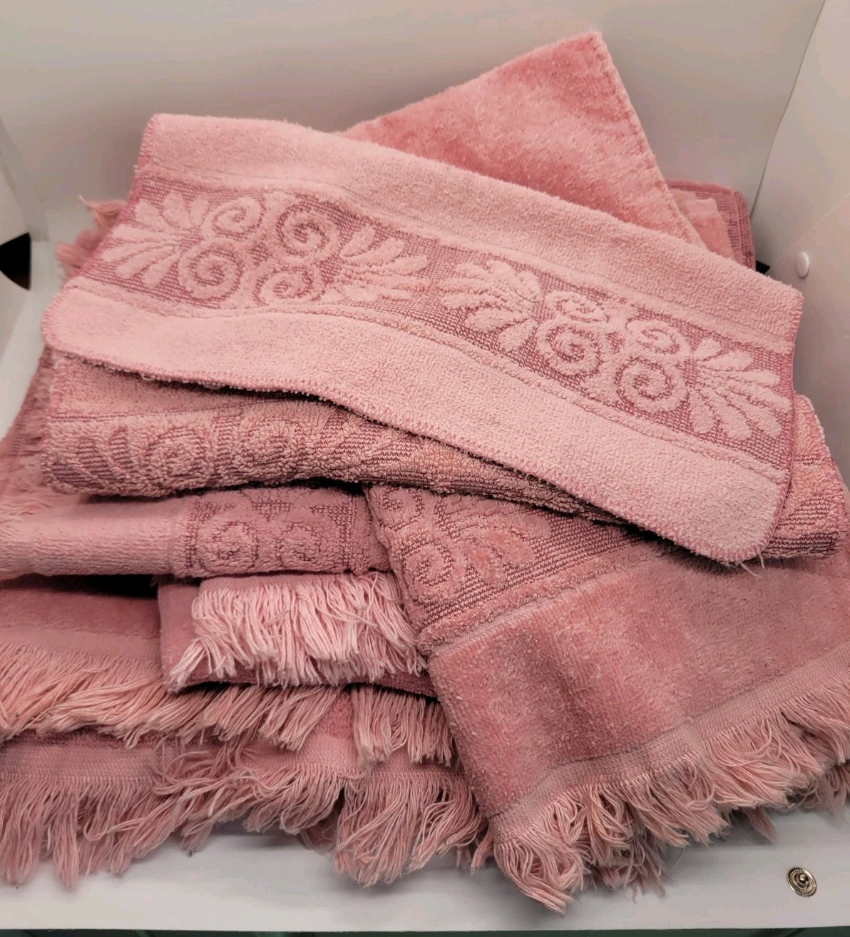 Vintage Cannon Monticello Pink Sculpted Towel Set 6 Piece 2 Wash 2 Hand 2 Bath
